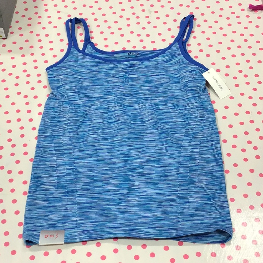 Tank top with built in bra, size L/XL RUNS SMALL, blue